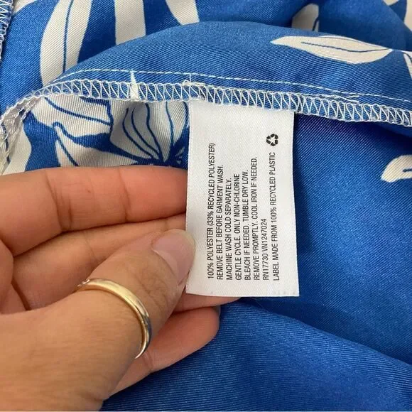 Alexis X Target Blue White Floral Long Sleeves Tiered Satin Mini Dress M - Picture 10 of 13